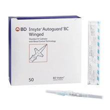 Load image into Gallery viewer, 382623:  BD Insyte Autoguard Blood Control Winged 22GA x 1.00”, priced per box of 50