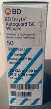 Load image into Gallery viewer, 382623:  BD Insyte Autoguard Blood Control Winged 22GA x 1.00”, priced per box of 50