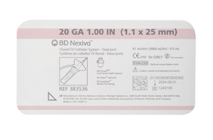 383536:  BD Nexiva 20GA x 1", priced per case of 80
