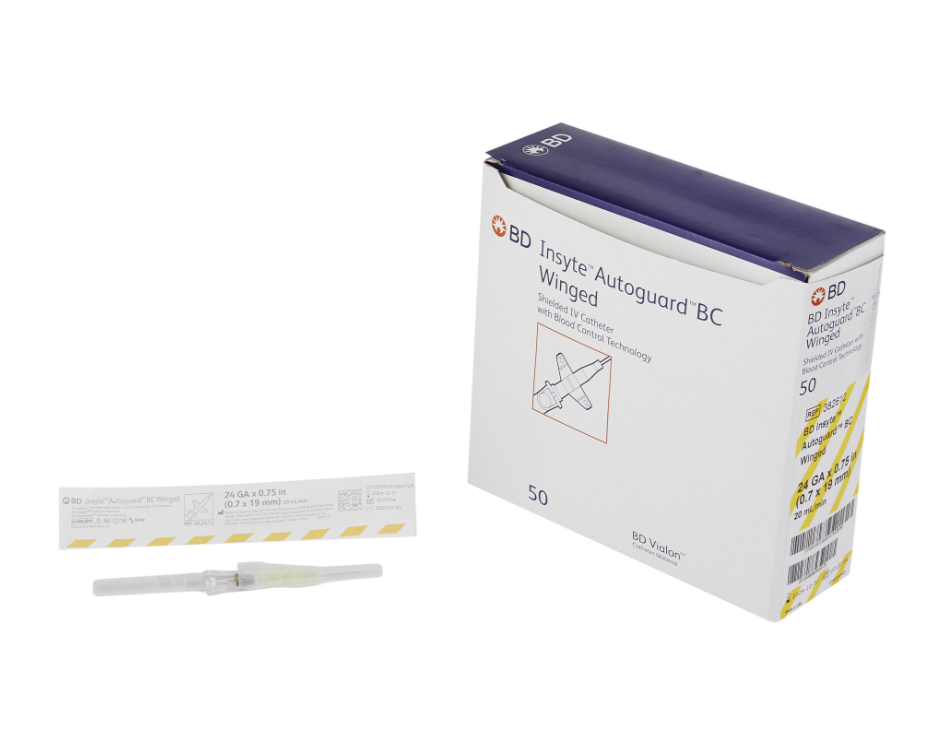 382612:  BD Insyte Autoguard Blood Control Winged 24GA x 0.75”, priced per case of 200