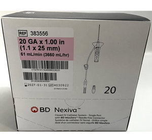 383556:  BD Nexiva 20GA x 1", priced per case of 80