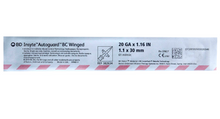 Load image into Gallery viewer, 382634:  BD Insyte Autoguard Blood Control Winged 20GA x 1.16”, priced per case of 200
