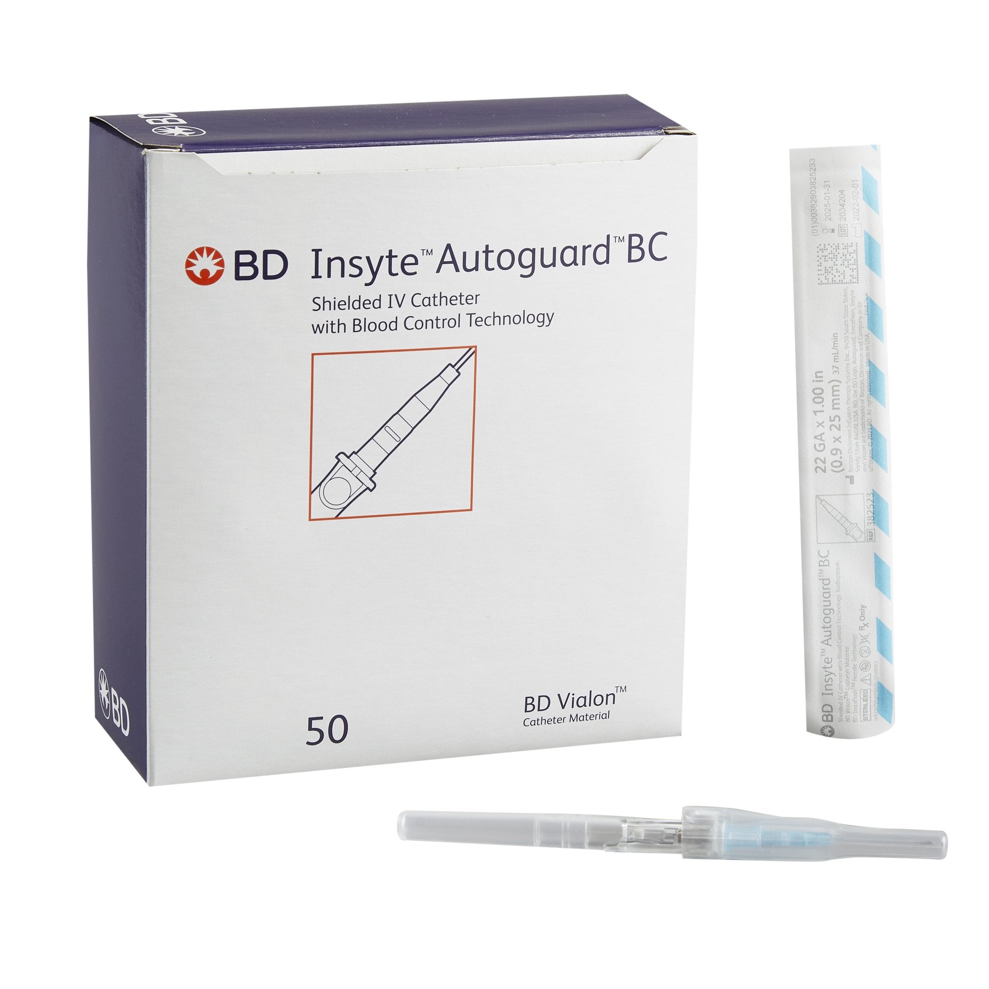 382523: BD Insyte Autoguard Blood Control 22GA x 1.00”, priced per catheter