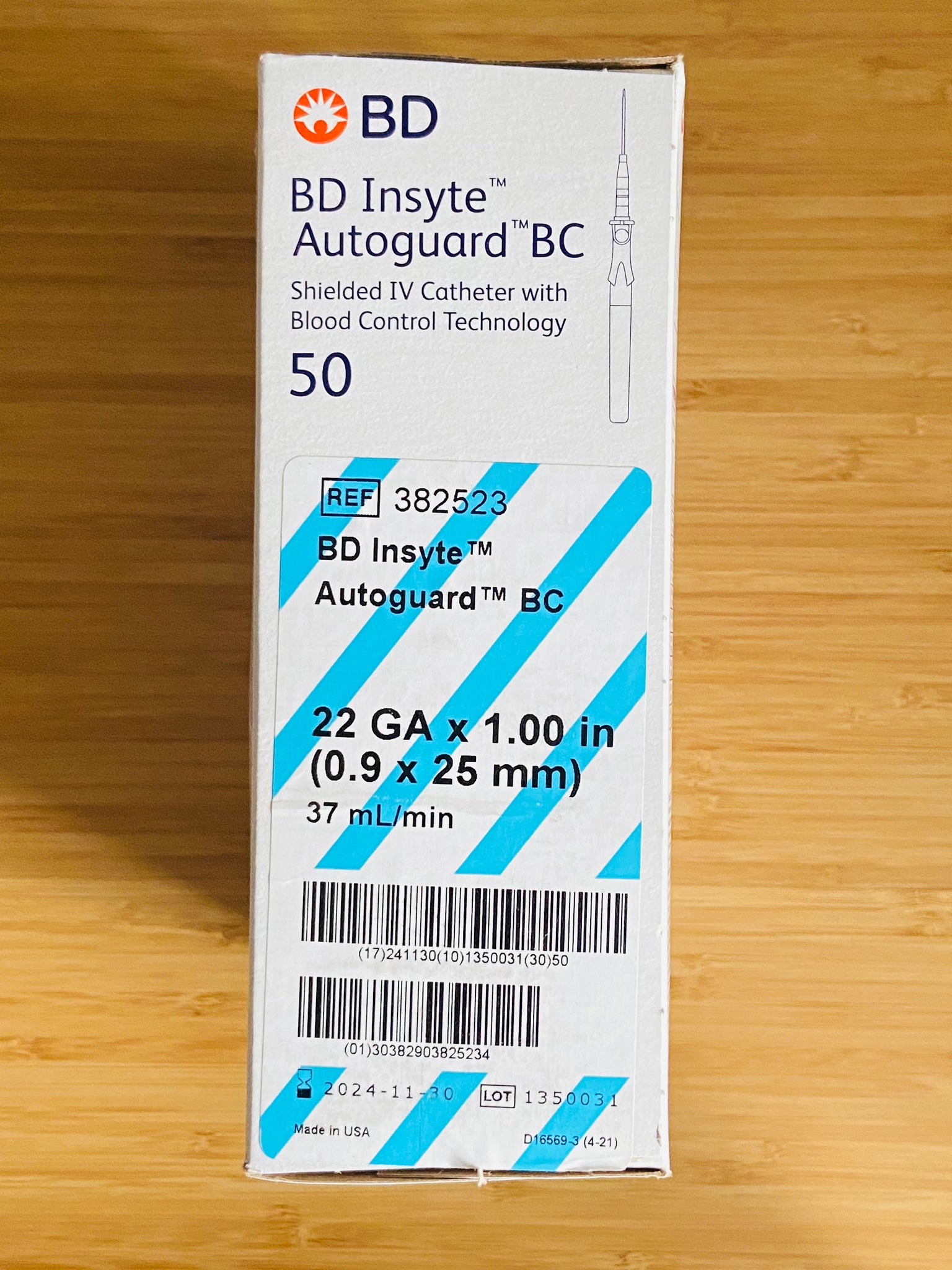 382523: BD Insyte Autoguard Blood Control 22GA x 1.00”, priced per